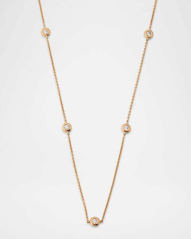 18K Rose Gold 5 Diamond Dot Necklace, 0.2tcw